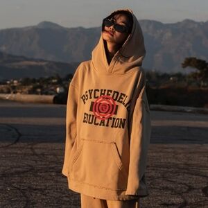 Tan Psychedelic Education Hoodie